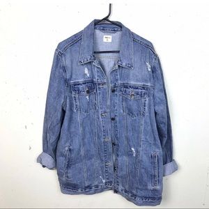 Gap Distressed Oversized Icon Denim Jean Jacket XL